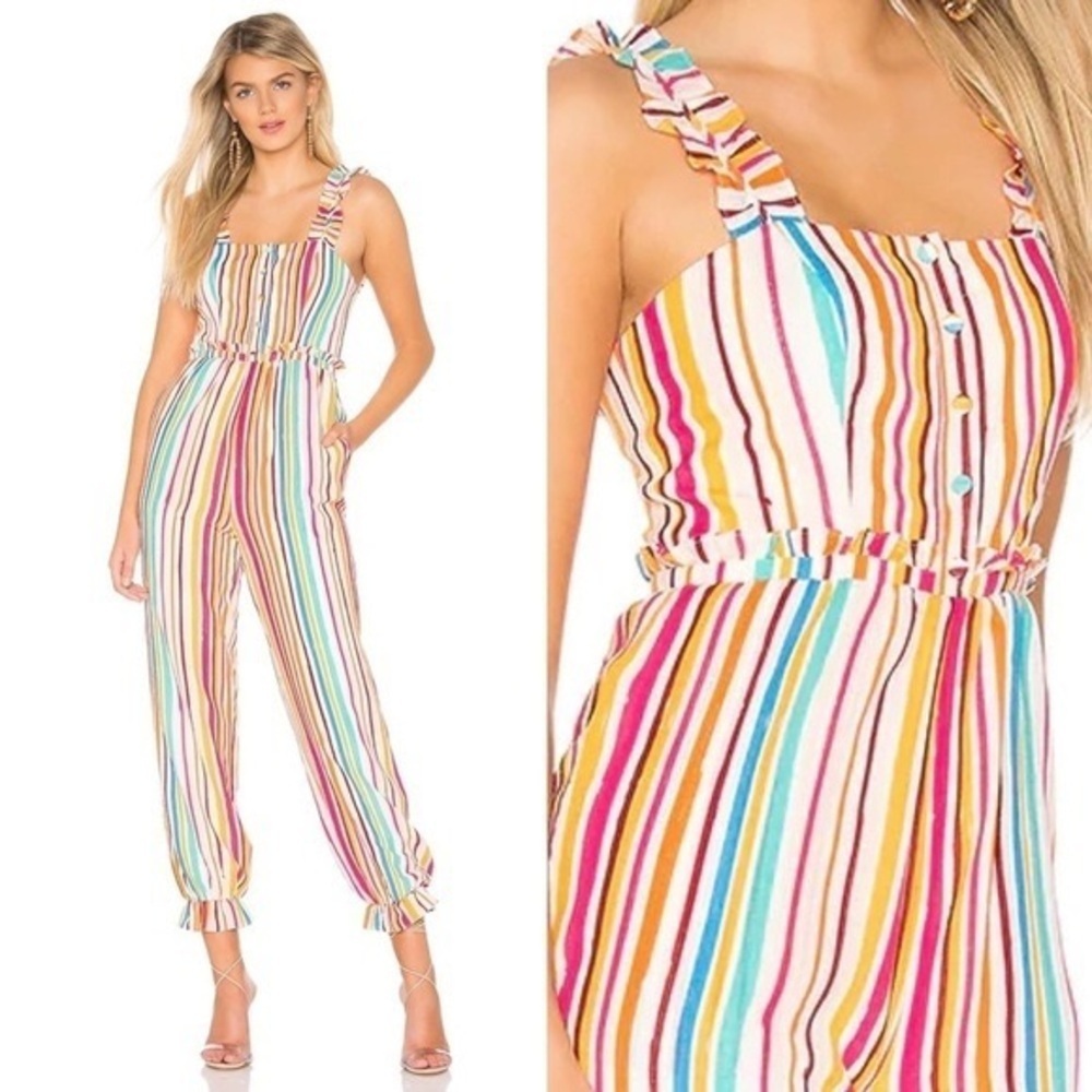 Tularosa Eugenie Jumpsuit Ivory Multi Stripe Medium